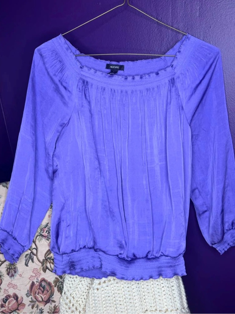 Alfani Lavender Balloon-Sleeve Blouse